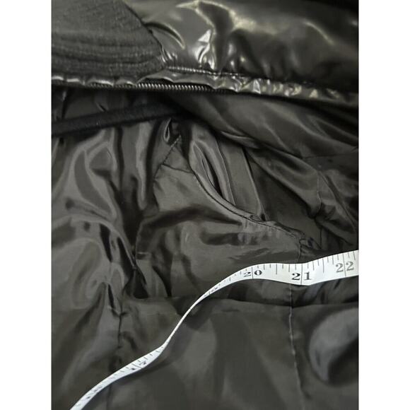Moda international Puffer Jacket Black Women’s Size Small Long Winter Coat Shiny - Picture 12 of 15